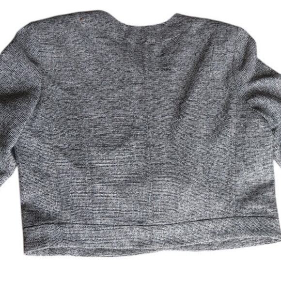 LOFT Silver Cropped Jacket with Sequin Collar | Size 14 | Lined Preppy Glam EUC - Picture 7 of 11